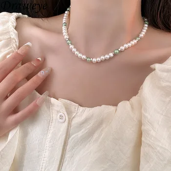 Draweye Корейское модное жемчужное ожерелье для женщин, Милые Элегантные винтажные простые украшения контрастного цвета, Ins Collares Para Mujer