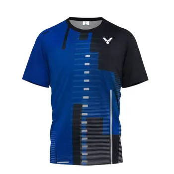 Мужская спортивная одежда для бадминтона, теннисная одежда с лоскутным принтом, дышащая одежда для гольфа Victory, мужская одежда для фитнеса с коротким рукавом