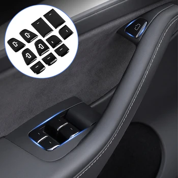 Для Tesla Model 3, модель Y, 2017-2022, Декоративная наклейка на кнопку включения окна автомобиля, наклейка на кнопку двери, наклейка Model3, Аксессуары для интерьера