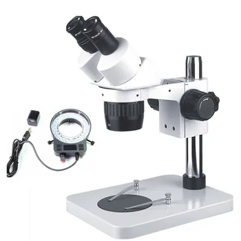 Стереобинокулярный микроскоп с 20-кратным/40-кратным увеличением со светодиодной кольцевой подсветкой