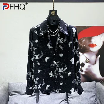PFHQ, мужские рубашки с принтом High Street, блестящий дизайн, красивая мода, свободный крой, Креативность, изысканность, Оригинальные Ins 21Z2256