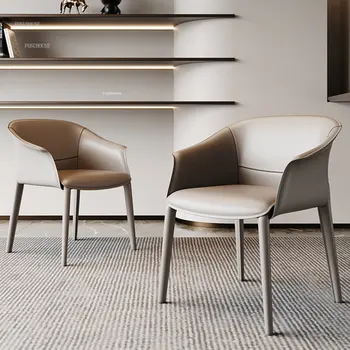 Обеденные стулья из скандинавской кожи с седлом, легкое роскошное кресло, дизайнерские стулья для отдыха в отеле, современная мебель для столовой