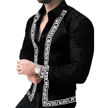 2023 Новые Мужские Рубашки с Принтом с длинным Рукавом для Мужчин S Social Luxury Man Дизайнерская Одежда Гавайская Модная Элегантная Классическая Мода