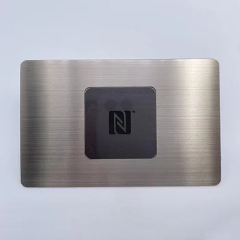 Металлическая карта NFC из нержавеющей стали с гравировкой, индивидуальная металлическая идентификационная карта NFC, пустая бизнес-карта из серебристого металла с чипом