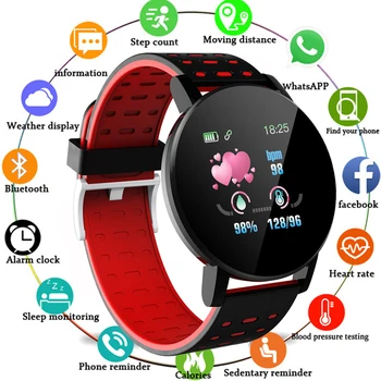 119 Умных часов для мужчин и женщин, мониторинг сердечного ритма, артериального давления, Bluetooth, умные часы, фитнес-трекер, спортивные часы для Android IOS