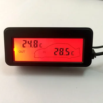 Мини-термометр с ЖК-дисплеем с цифровой подсветкой 12 В, измеритель внутренней и наружной температуры автомобиля, термометр-гигрометр, автомобильные аксессуары