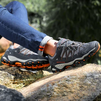 Новая мужская повседневная обувь из натуральной кожи на открытом воздухе 2023, дышащие сетчатые кроссовки, нескользящие, удобные для пеших прогулок, Размер 35-46