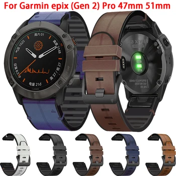 Кожаный силиконовый ремешок для часов Garmin Fenix 7X7 6X6 Pro 5X5 Epix Gen 2 945 MK1 Smartwatch Easyfit Wristbands Браслет