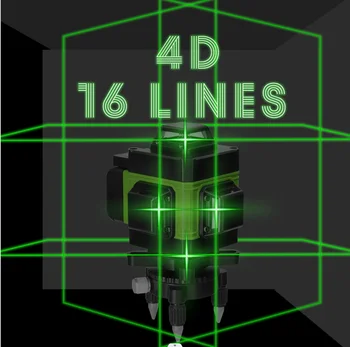 Лазерный уровень Green Line с перекрестием и контролем 3 °, лазерные линии для литий-ионных аккумуляторов, многофункциональные с дистанционным уровнем луча