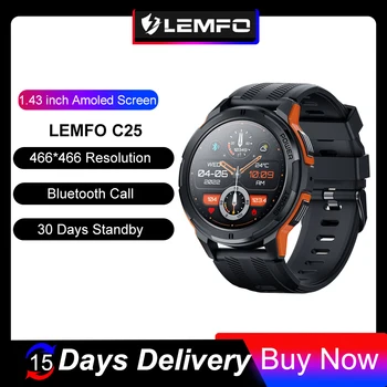 Мужские умные часы LEMFO C25 с AMOLED-экраном 1,43 