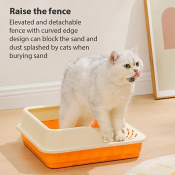 Дизайн ящика для кошачьего туалета, Полузакрытая песочница, Большой объемный туалет, предотвращающий брызги, лоток, товары для котят, Большой наполнитель для песка, кошачьи горшки