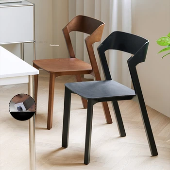 Обеденные стулья со спинкой из массива дерева в скандинавском стиле, мебель для домашней кухни, Дизайнер Ins, Обеденный стул для маленькой квартиры, стул для макияжа в спальне, Стул для