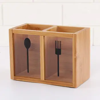 Бамбуковый органайзер для посуды Органайзер для кухонной утвари Бытовая Многофункциональная Ложка, Палочки для еды, Вилка Ящик для хранения Большой емкости