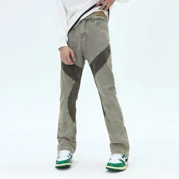 Реальные шить дизайн чувство джинсы мужские весенние и осенние американский Хай-стрит мыть сделать старый тонкий микро-укороченные брюки