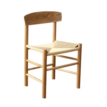 Обеденный стул из массива дерева для гостиной, Белый Стул в японском стиле, Плетеный из веревки, Напольный стул для учебы, Дизайнерская мебель Silla из ротанга WWH35YH
