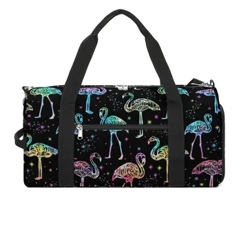 Красочная спортивная сумка с фламинго, забавные спортивные сумки с животным принтом, аксессуары для спортзала, дорожная сумка на заказ, Графическая сумка для фитнеса, мужская