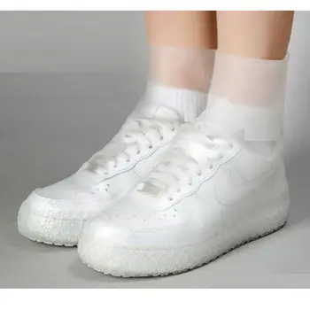 1 пара непромокаемых ботинок с защитой от дождя из ТПЭ, водонепроницаемый белый чехол для обуви