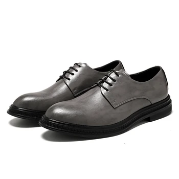 Высококачественная новинка 2023 года, осенние туфли для смокинга, мужской модный дизайн, Классическая мужская обувь, Кожаная Удобная мужская повседневная обувь на шнуровке