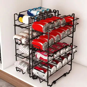 Органайзер для шкафа, двухслойный самокатящийся органайзер, Эффективный стеллаж для хранения газировки для холодильника, кладовой, товаров для дома