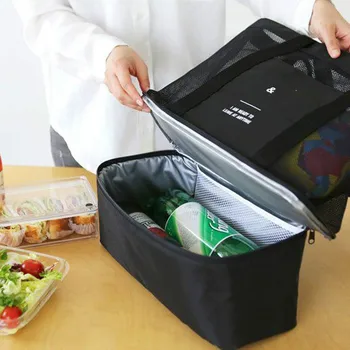 Женская сетчатая прозрачная сумка большой емкости, двухслойная, сохраняющая тепло, Большие пляжные сумки для пикника, сумка для офисных обедов, сумка для закусок.