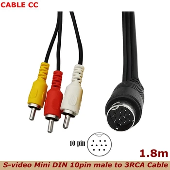 Кабель S-Video Mini DIN 10Pin male-3RCA длиной 1,8 м для телевизоров, Мониторов, аудио- и видеотехники H25, C31, C41, C51, C61K и C41