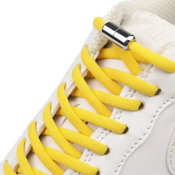 1 пара шнурков с металлическим замком Круглые эластичные шнурки для обуви Специальные шнурки без завязывания для детских кроссовок для взрослых Быстрые шнурки для обуви