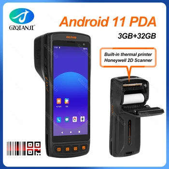 Android 11 Портативный Терминал PDA встроенный 58-мм принтер Этикеток для Чеков 2D Сканер штрих-кода NFC Сборщик данных с большим экраном 5,5 дюймов