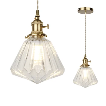 Подвесной светильник Nordic E27, стеклянный подвесной светильник, креативный минималистичный медный светильник, латунный прозрачный абажур для освещения ресторана