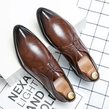 Роскошные мужские кожаные туфли с перфорацией типа 