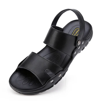 Новые летние Сандалии для мужчин Модные Уличные Корейские туфли из натуральной кожи на платформе для дома Мужская Пляжная обувь Повседневные Мужские сандалии