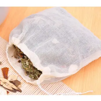 Многоразовые муслиновые чайные фильтры с травами на шнурке 25*20 см