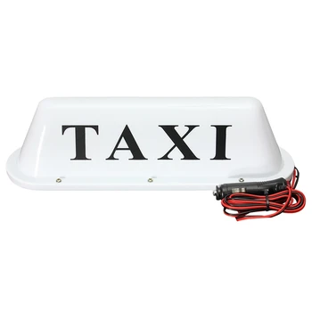 2X Белое водонепроницаемое такси с магнитным основанием на крыше кабины автомобиля Светодиодная вывеска Лампа 12V ПВХ