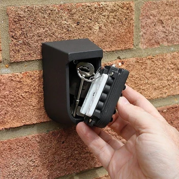 1 шт. Черный шкафчик для ключей безопасности, открытый Комбинированный сейф для хранения ключей, установленный на стене