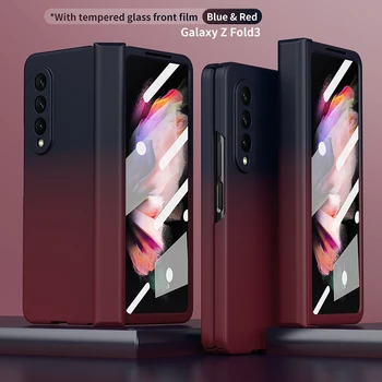 Креативный градиентный цветной чехол для телефона Samsung Galaxy Z Fold3, чехол с пленочной петлей, защищающий экран от складывания 