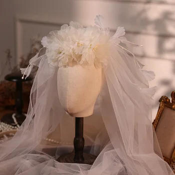 Свадебная фата с цветочным рисунком, кружевные свадебные вуали для вечернего платья, подарок для женщин и девочек, аксессуары для волос, украшения для невест