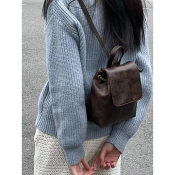 Коричневый рюкзак в стиле ретро, новая простая сумка через плечо, милый дизайн, женский рюкзак для девочки 01-BP-xqfgjy