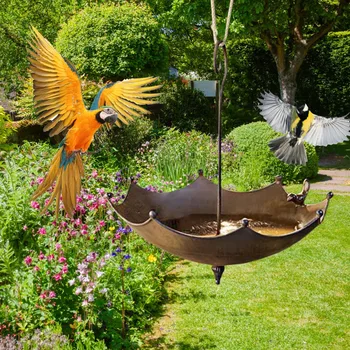 Кормушка для птиц в форме зонтика, кормушки для диких птиц на открытом воздухе, Металлическая кормушка для купания птиц в форме зонтика, для декора сада