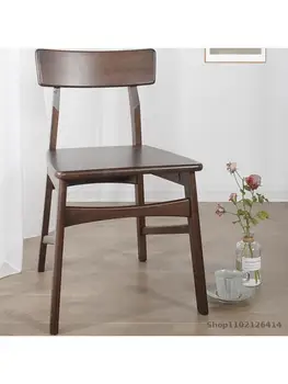 Импортный обеденный стул из массива дерева, домашний обеденный стол в скандинавском стиле цвета грецкого ореха, современный минималистичный стул со спинкой