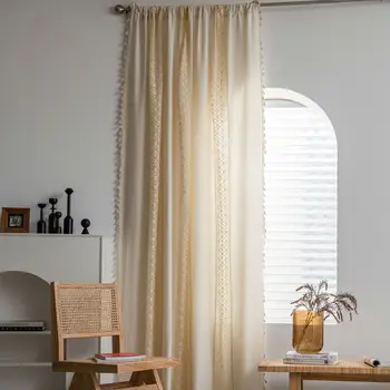 Вязаные крючком однотонные плотные шторы для спален и гостиной