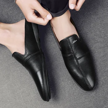 Мужская обувь Baotou, двухслойные кожаные полуботинки, мужские летние новые сандалии 2023 года, мужская обувь для вождения на мягкой подошве, повседневная кожаная обувь