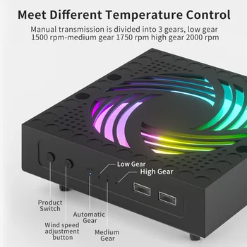 Цветной охлаждающий вентилятор RGB для хост-консоли Xbox Series X с регулируемой скоростью ветра, вентилятор для отвода тепла с USB-портом для зарядки