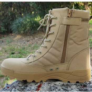 2023 Новые модные ботинки для мальчиков, мужские ботинки, зимние уличные кожаные военные Дышащие армейские боевые походные ботинки большого размера для пустыни