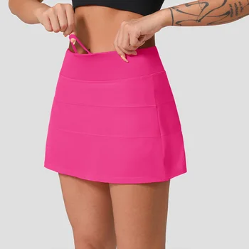 Lulu Плиссированная теннисная юбка Поддельная двойка с высокой талией, антибликовая юбка для йоги, фитнеса, спорта, короткая юбка для женщин