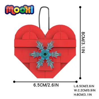 Рождественская подвеска MOOXI в виде сердца любви, модель кирпичного строительного блока, развивающая игрушка для детей, Рождественский подарок своими руками, Сборка деталей MOC1083
