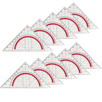 10шт Математические Прозрачные Геометрические Треугольники для студентов, Измеряющие Гибкий Транспортир для рисования, Школьные принадлежности, Прочный Детальный дизайн