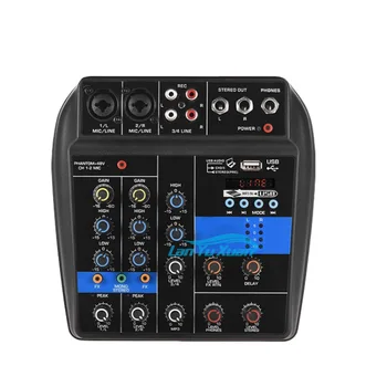 4-Канальный Аудиоинтерфейс Микрофон Аудиомикшер Мини-звуковая коробка Dj Профессиональная USB-карта Bluetooth Акустическое оборудование