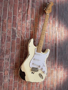 Белая гитара old st, три звукоснимателя, кленовый гриф, корпус из липы, физическая съемка, доставка посылкой на дом