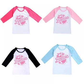 Аниме Мягкая детская футболка Barbie Kid, Каваи, осень-зима, свободные повседневные топы для мальчиков и девочек, детский дышащий универсальный пуловер в подарок