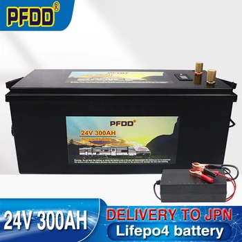 Аккумулятор LiFePO4 24V 100AH 200Ah 300Ah Встроенный литий-железо-фосфатный аккумулятор BMS с аккумулятором 4000 циклов для гольф-кара Solar + зарядное устройство