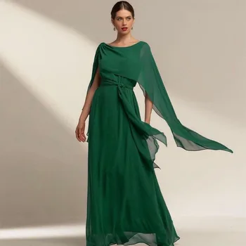 Элегантные темно-зеленые шифоновые платья для матери Невесты больших размеров для свадеб, вечерние платья для вечеринок